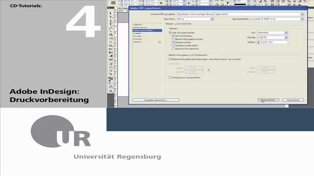 Tutorial 04: Verwendung von Adobe InDesign, Exportieren eines Dokuments als druckfähiges PDF
