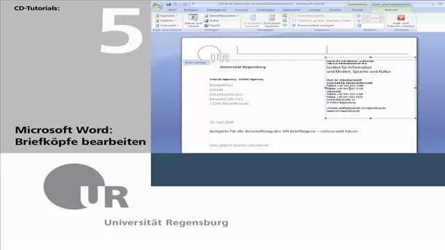 Tutorial 05: Änderung des Adressblocks in den Word-Briefvorlagen