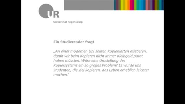 Frag den Rektor, April 2010, Frage zur Einführung von Kopierkarten