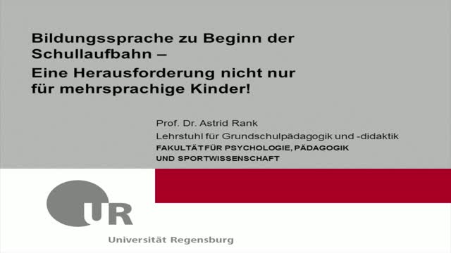 Bildungssprache zu Beginn der Schullaufbahn