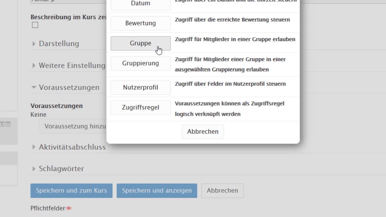 Gruppenarbeit - Bereitstellung gruppenspezifischer Materialien