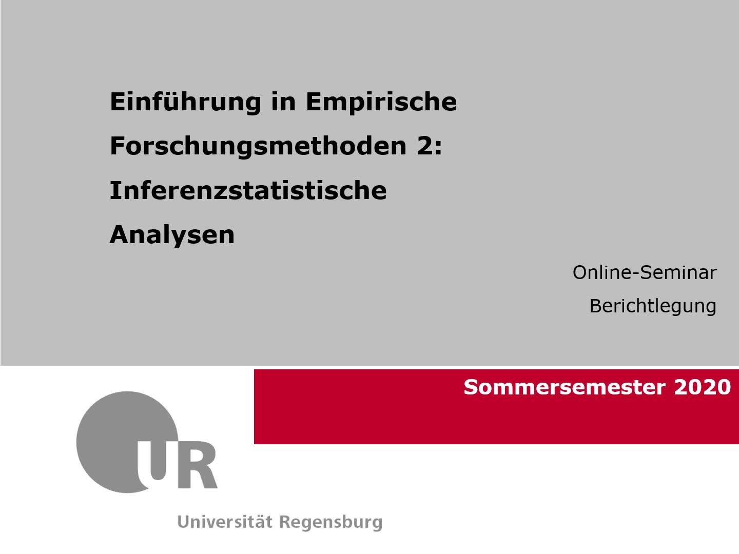 Screencast zur Sitzung 10 - Berichtlegung