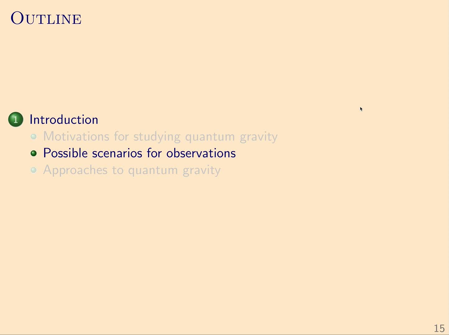 QG I: 1.2 - Possible scenarios for observations