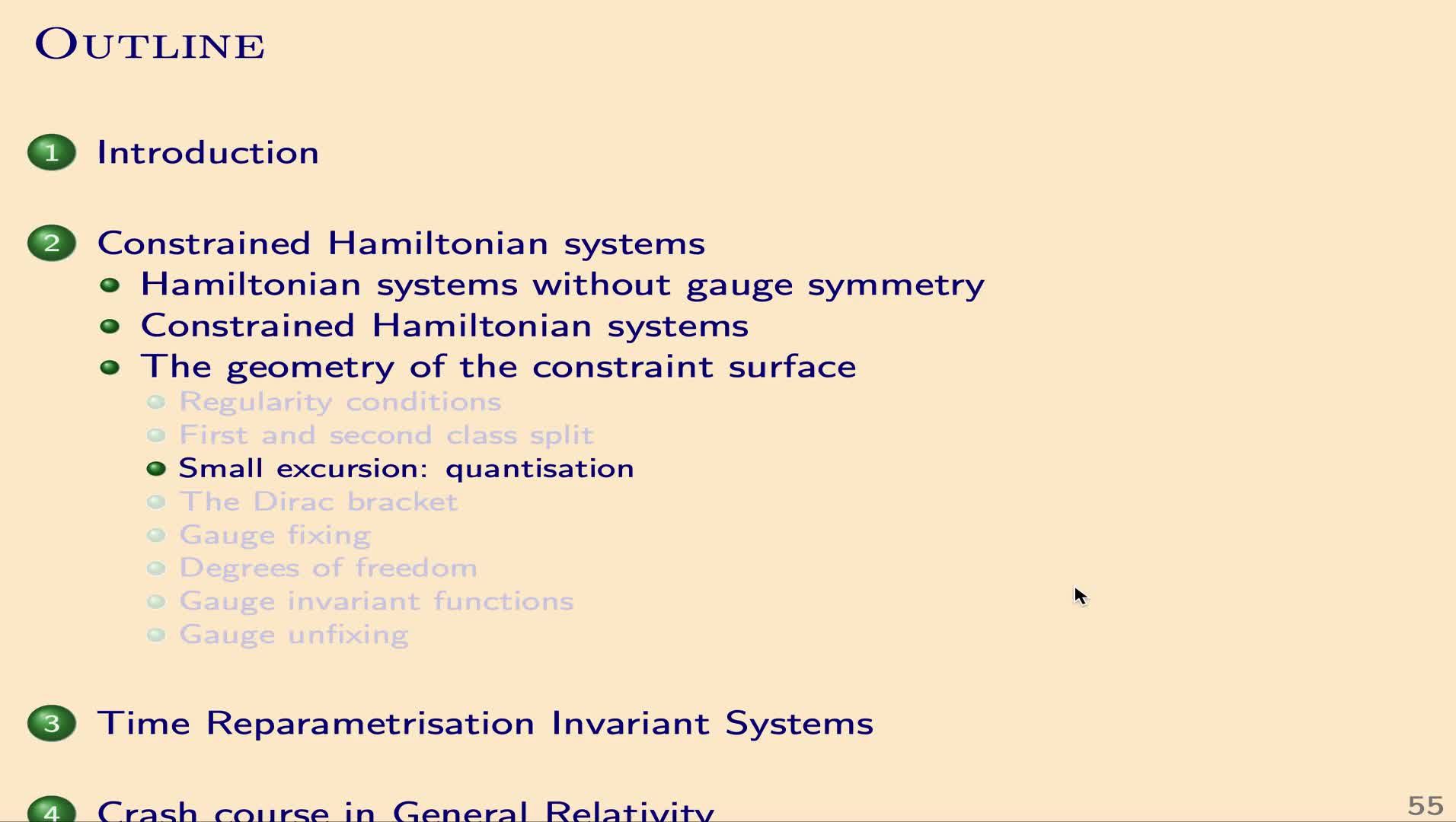 QG I: 2.3.3 - Small excursion: quantisation