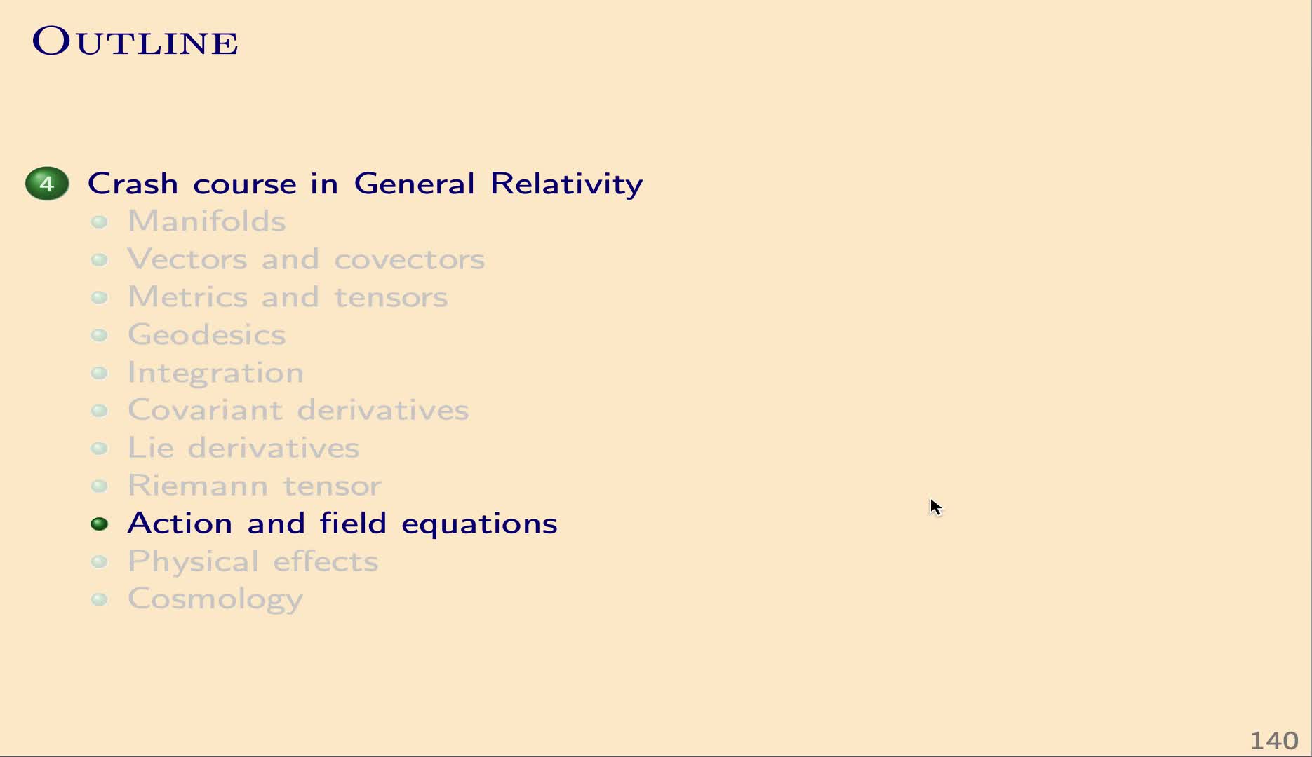 QG I: 4.9 - Action and field equations