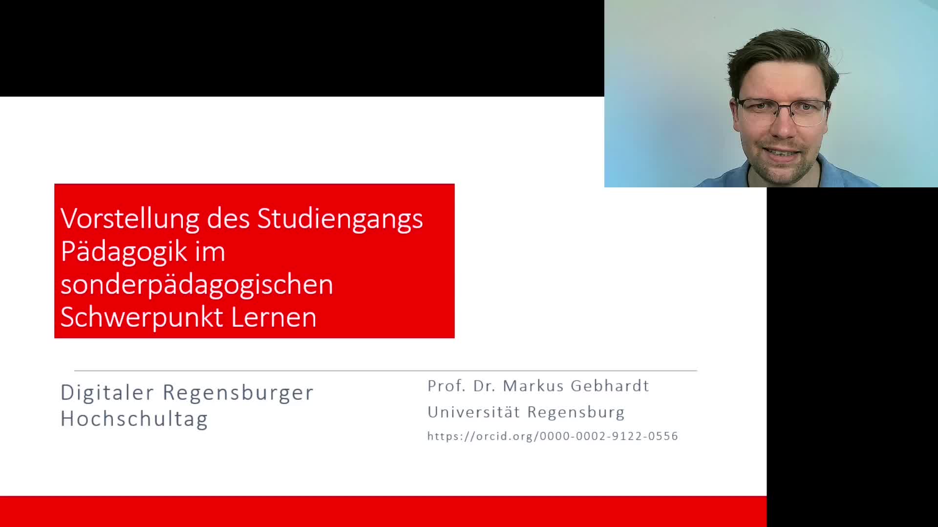 Vorstellung des Studiengangs LA Sonderpädagogik "Pädagogik im sonderpädagogischen Schwerpunkt Lernen" (Digitaler Regensburger Hochschultag)