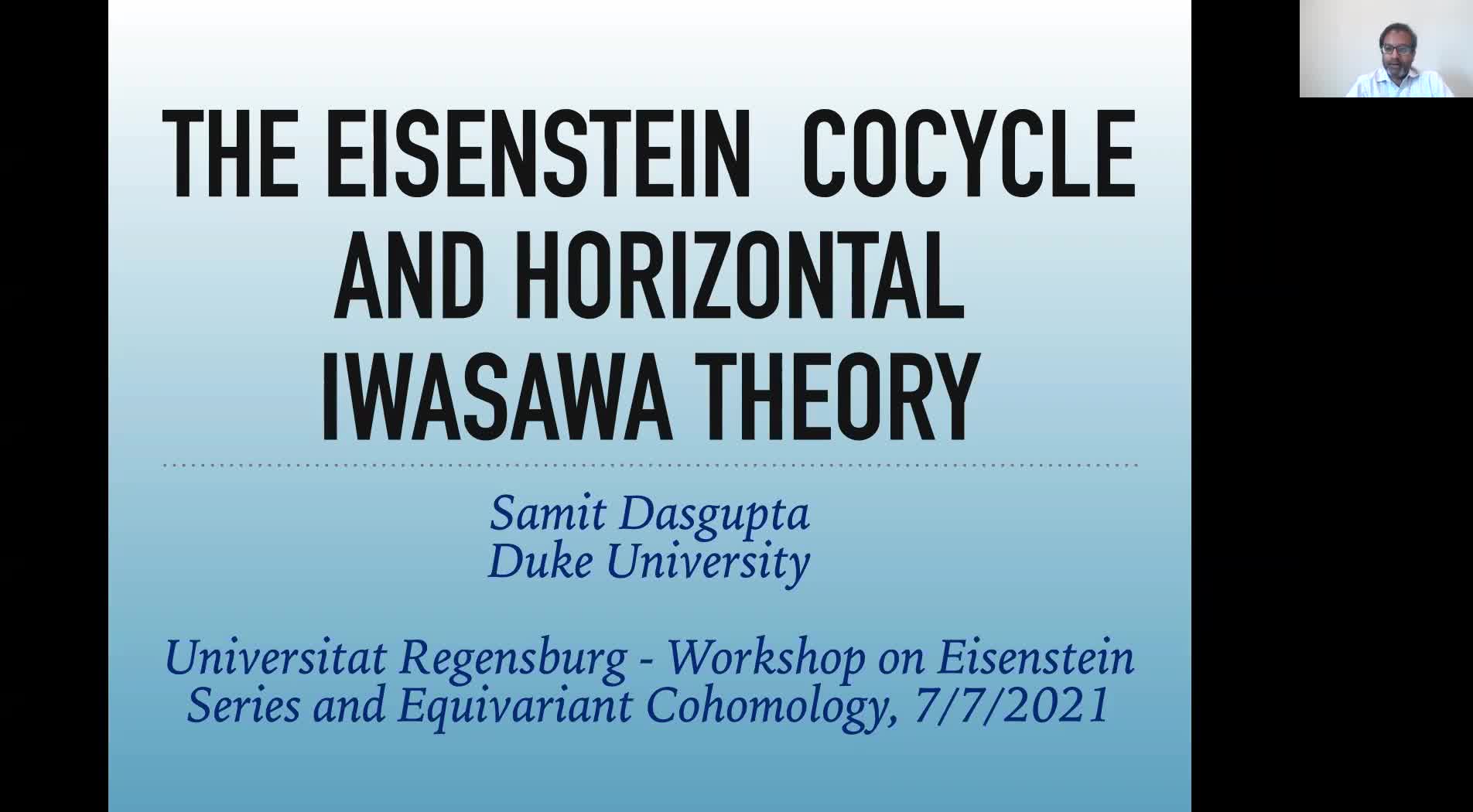 Samit Dasgupta: The Eisenstein Cocycle and Horizontal Iwasawa Theory