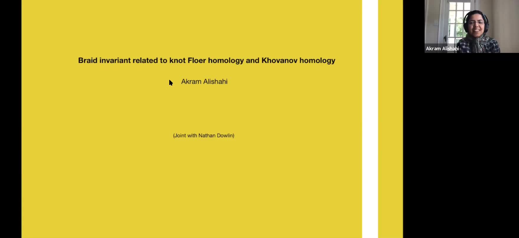 PQLHT | Conference Talk 6 by Akram Alishahi: "Braid invariant related to knot Floer homology and Khovanov homology"