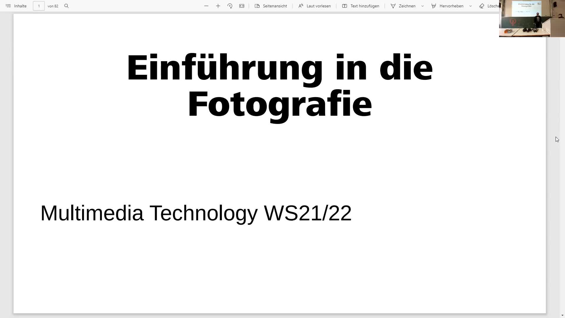 Multimedia Technology 21WS - 03: Einführung in die Fotografie