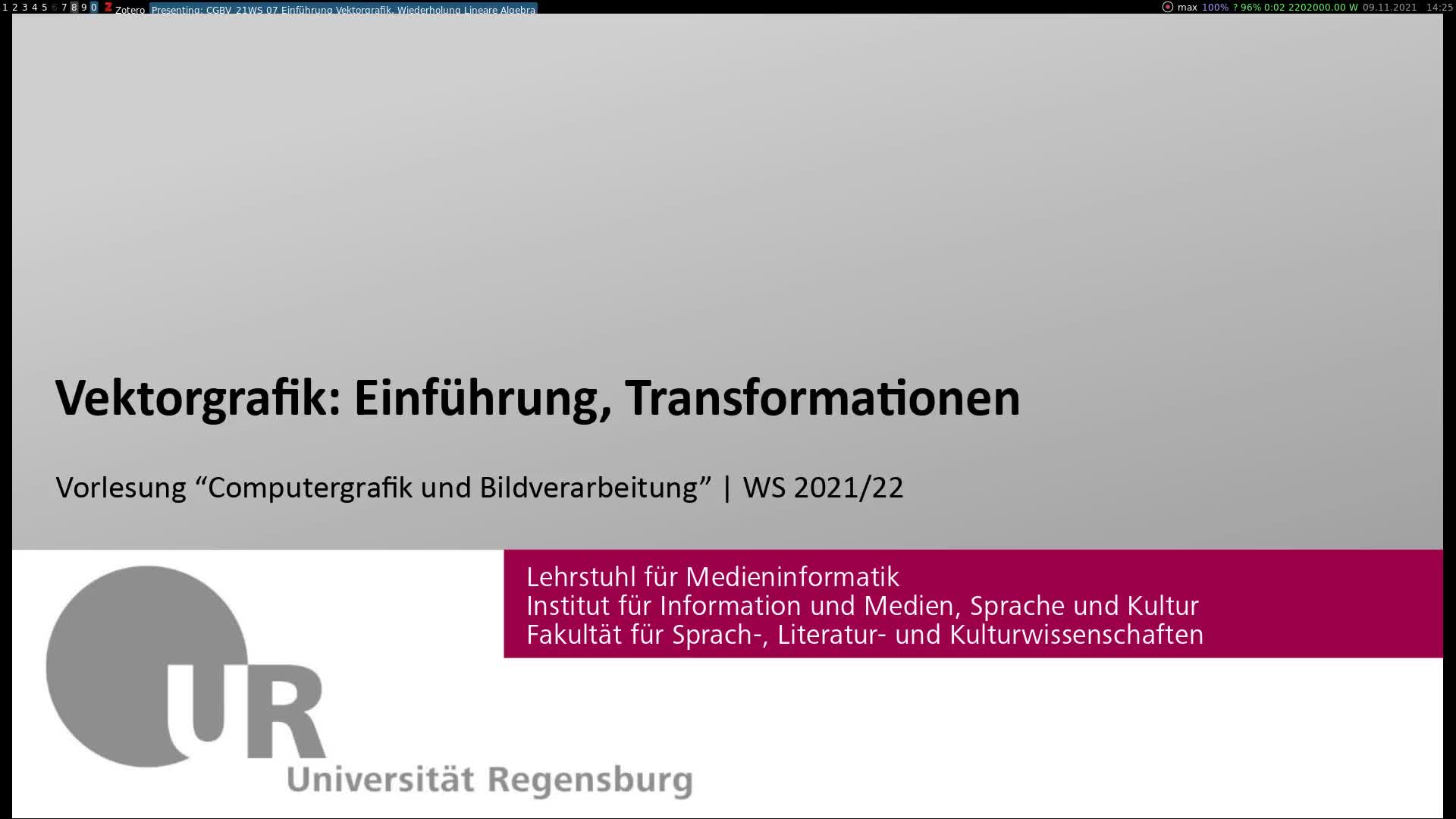 Computergrafik und Bildverarbeitung 07: Vektorgrafik: Einführung, Transformationen (9.11.2021)
