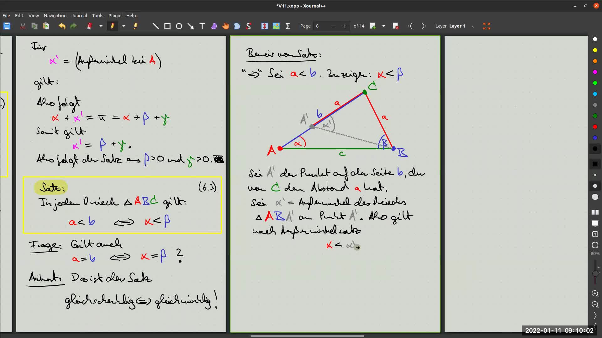 Vorlesung 11, Elementargeometrie (LR) 2021-22