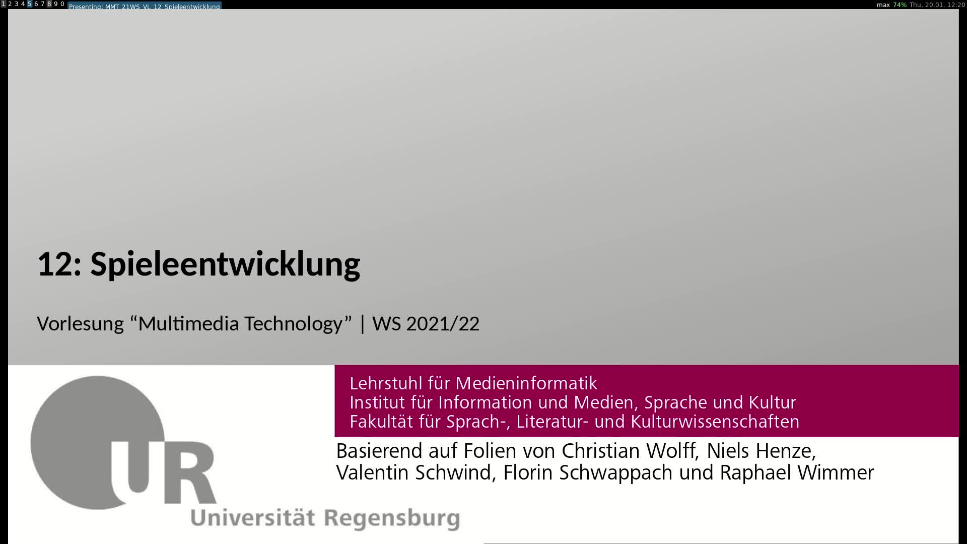 Multimedia Technology 21WS - 12: Spieleentwicklung