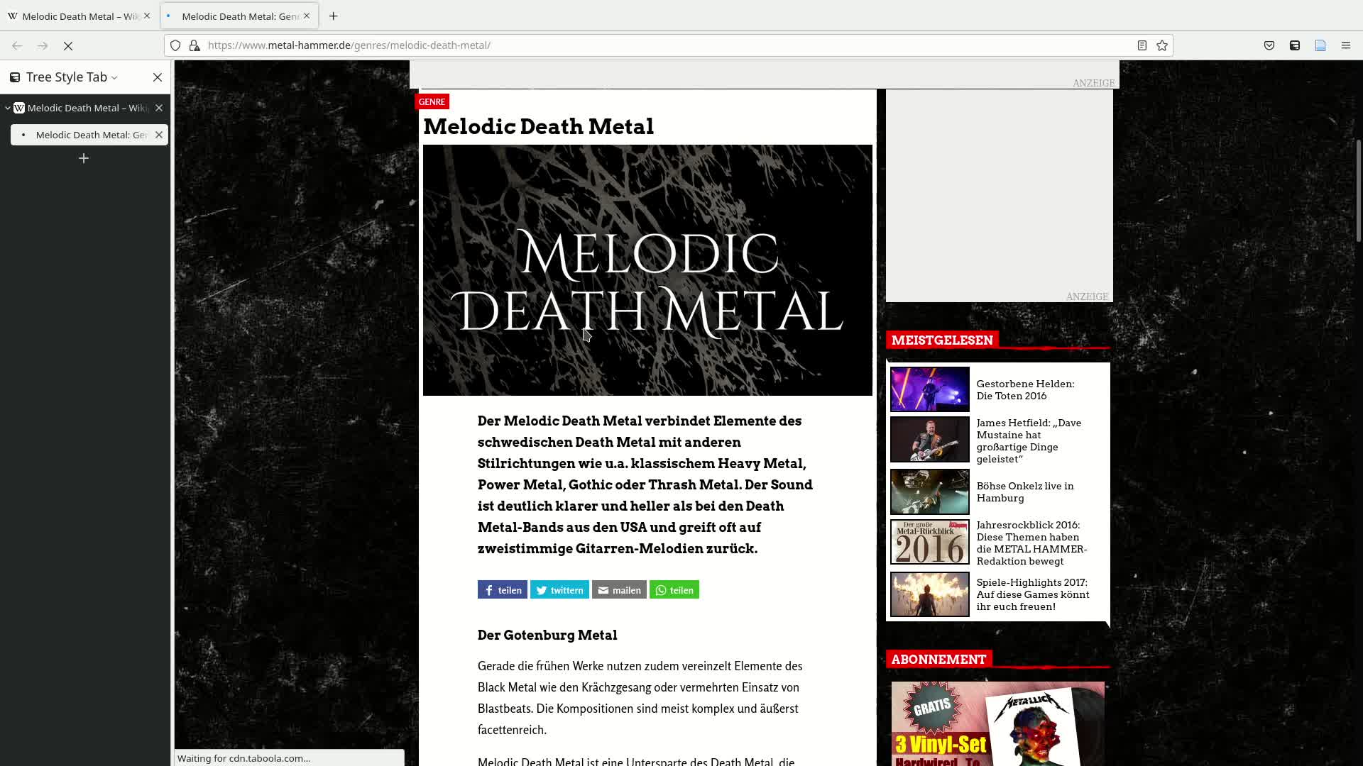 Online-Recherche für schulische Seminararbeiten - Beispiel: Melodic Death Metal