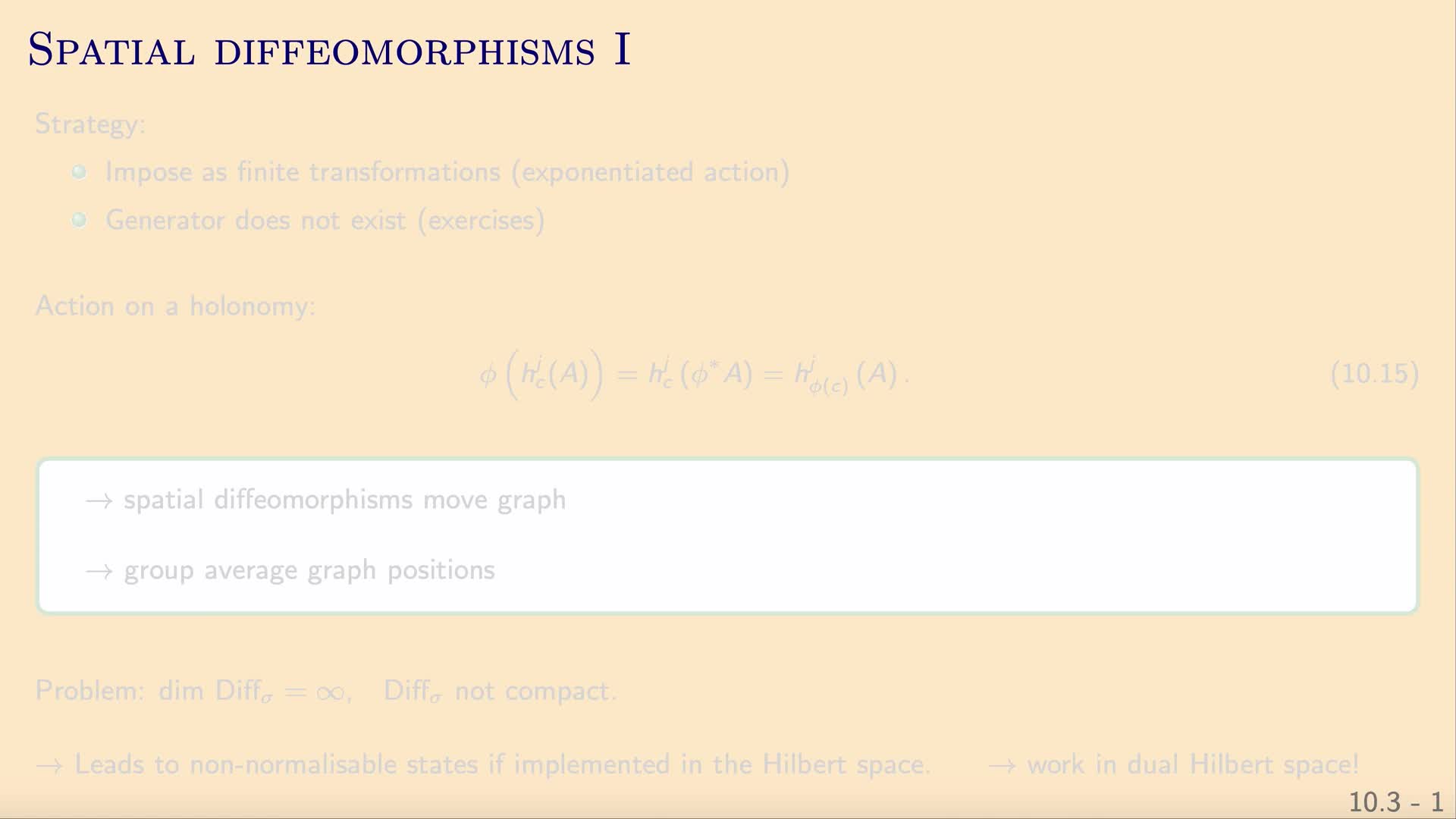 QG II: 10.3 - Spatial diffeomorphisms