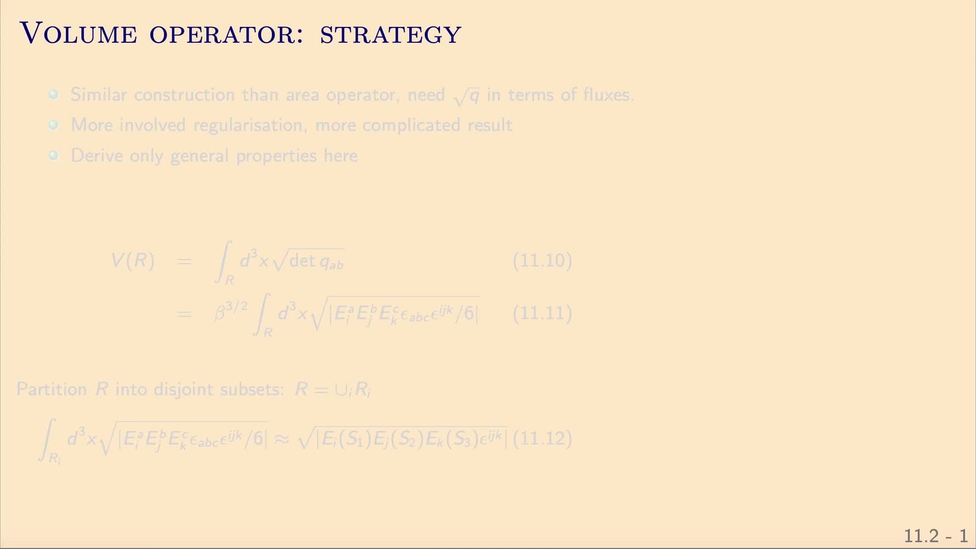 QG II: 11.2 - Volume operator