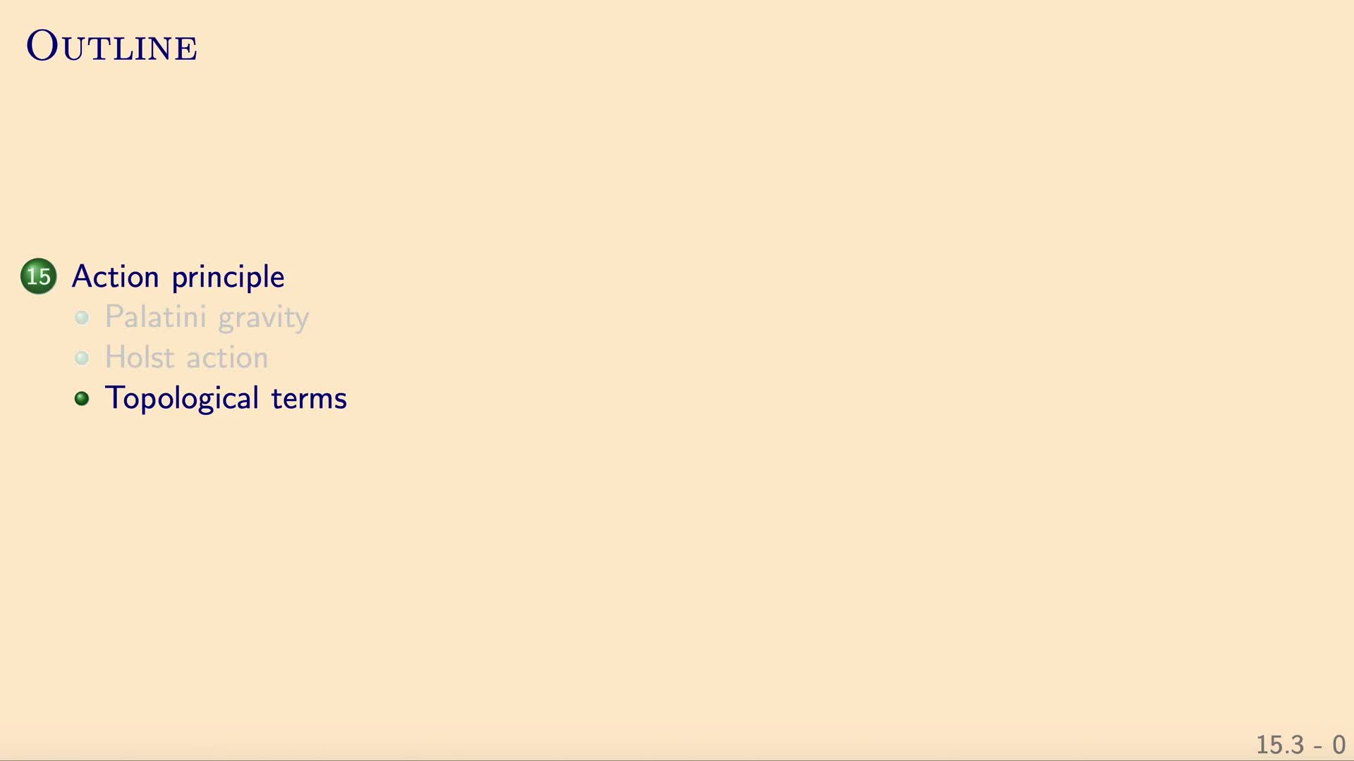 QG II: 15.3 - Topological terms