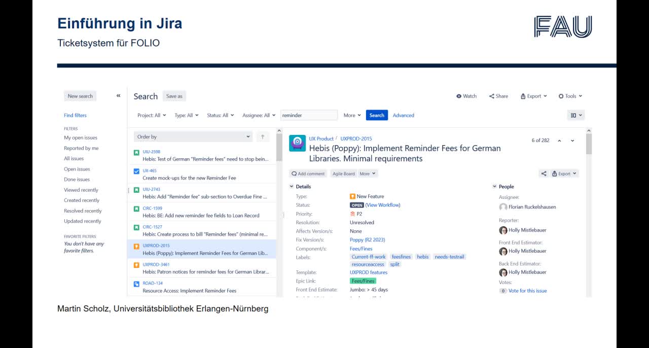 BVB: FOLIO im BVB-Einführungen: FOLIO Jira (Martin Scholz, UBEN)