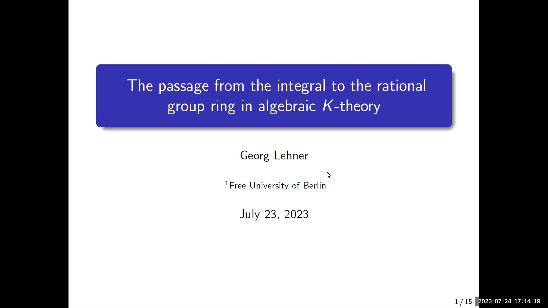 Georg Lehner: The passage from the integral to the rational group ring in algebraic K-theory