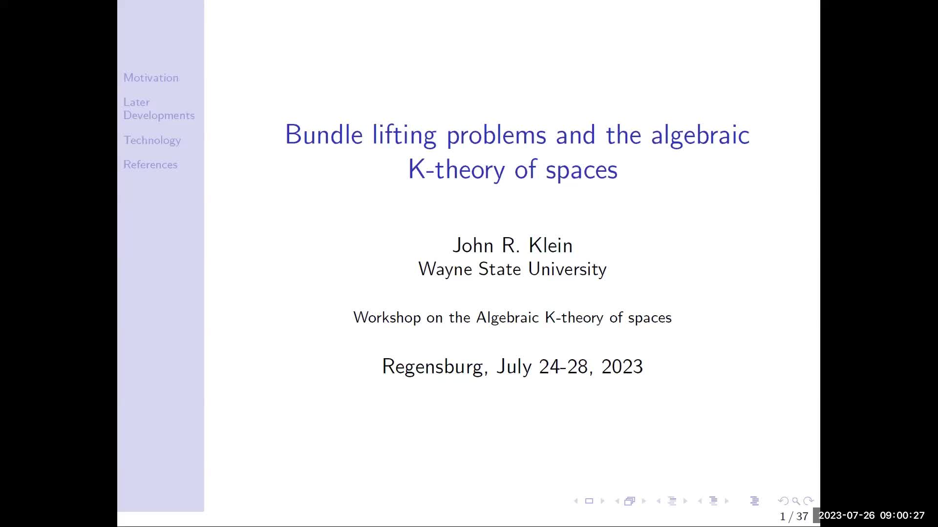 John Klein: Bundle lifting problems and the algebraic K-theory of spaces