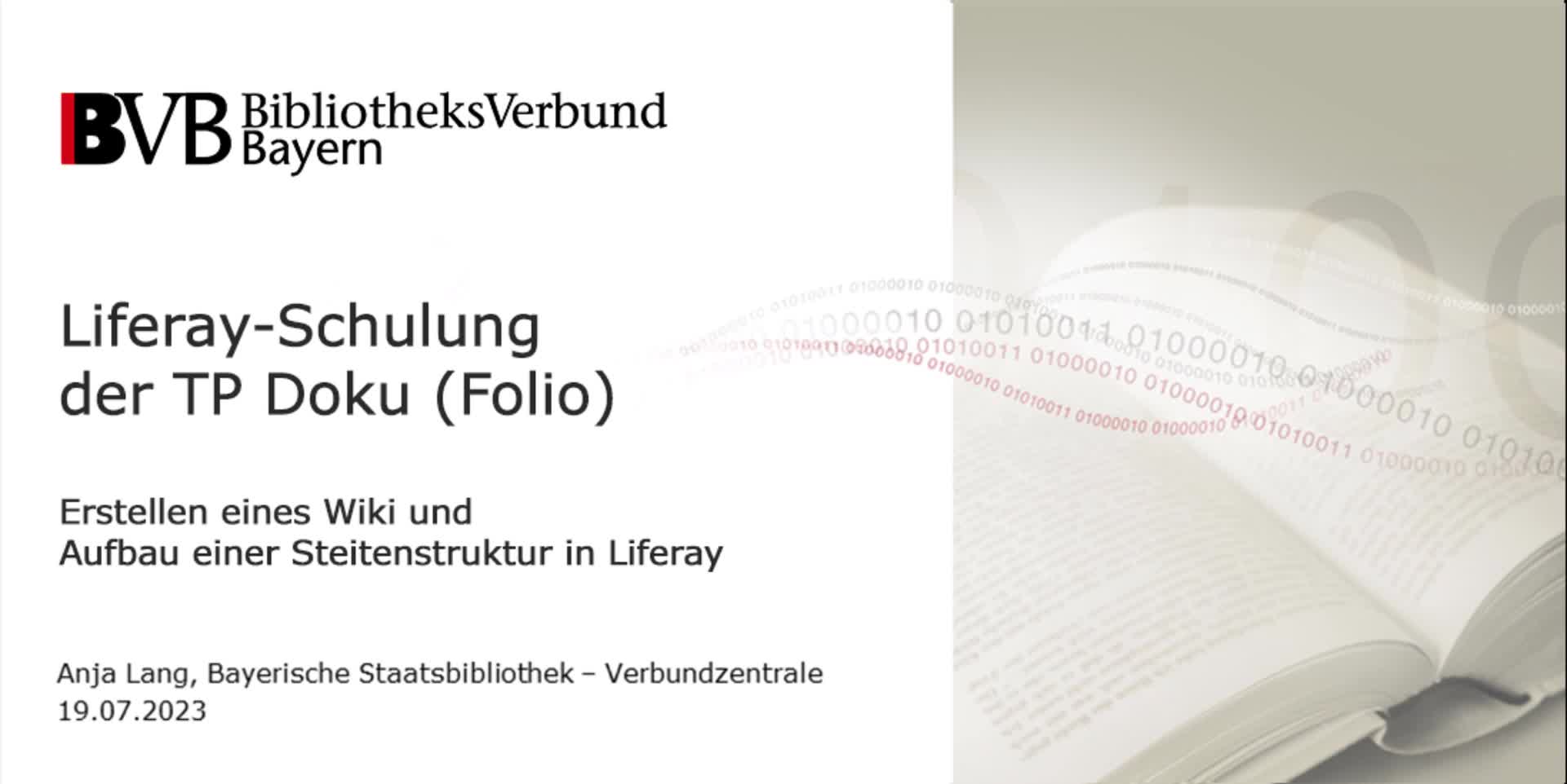 Liferay-Schulung der TP Doku (Folio)