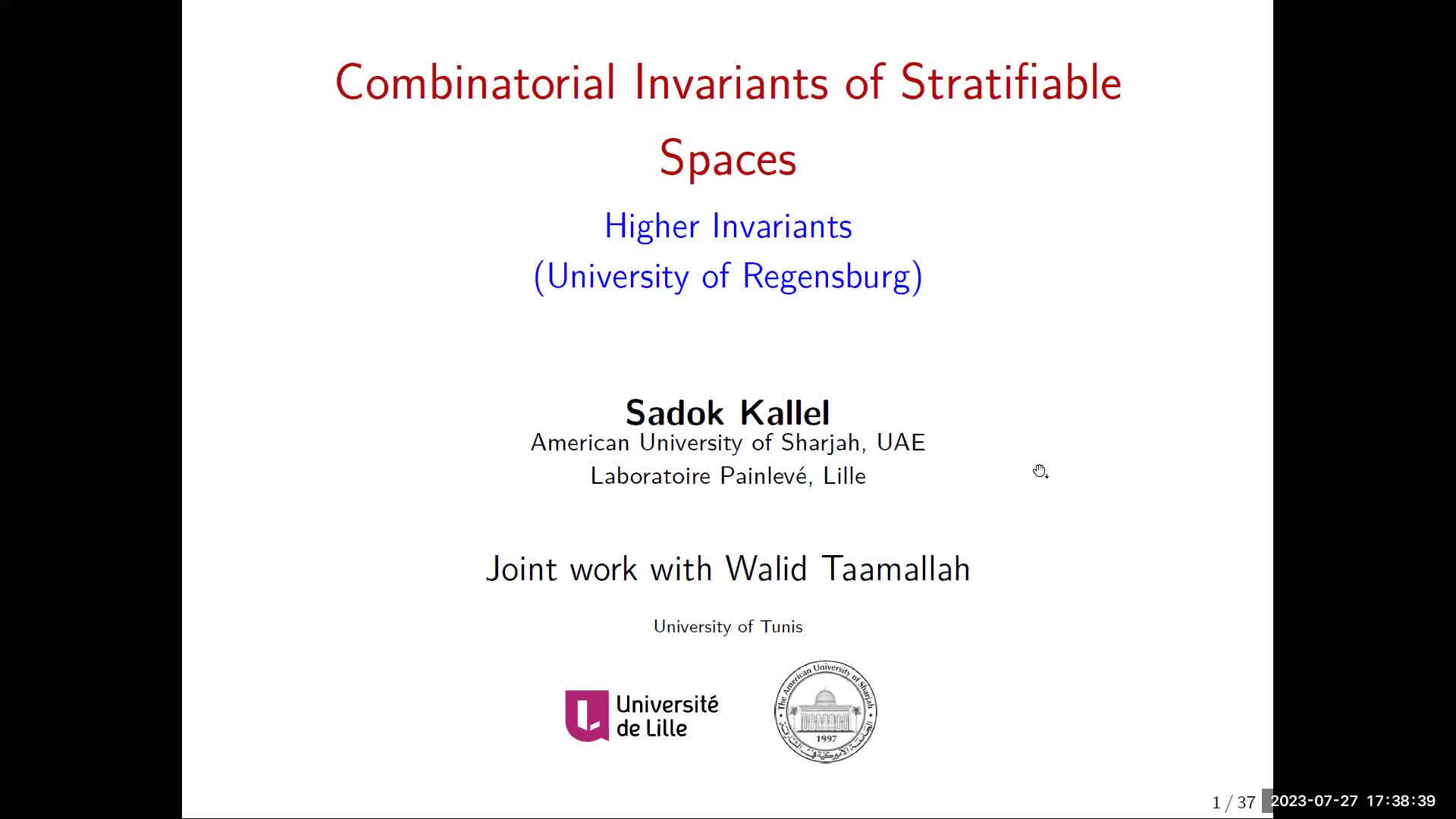Sadok Kallel: Combinatorial invariants of stratified spaces