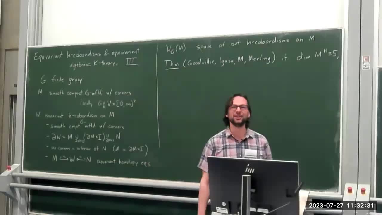 Cary Malkiewich and Mona Merling: Equivariant A-theory and equivariant h-cobordisms, lecture 3