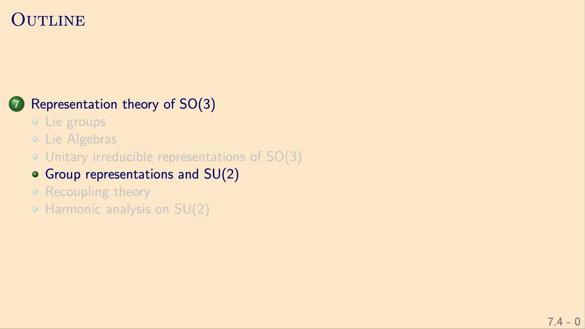 QG II: 7.4 - Group representations and SU(2)