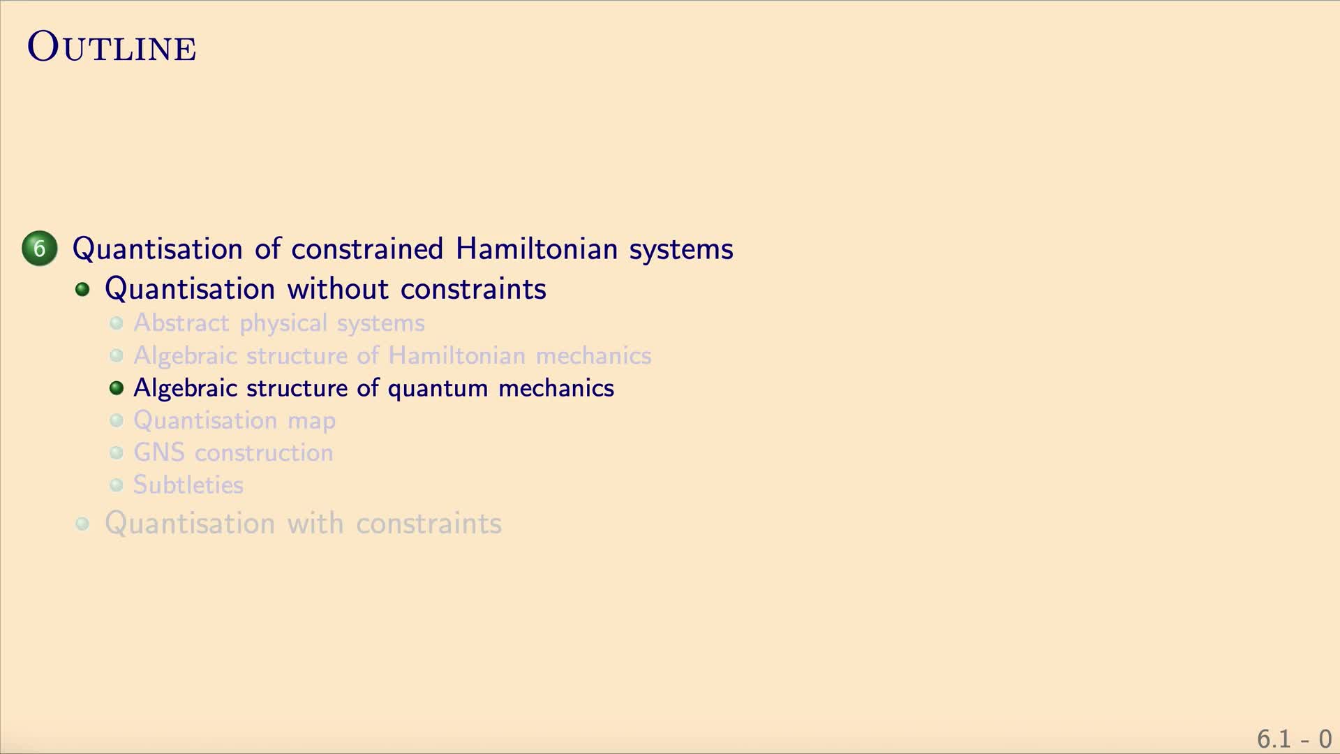 QG II: 6.1.3 - Algebraic structure of quantum mechanics