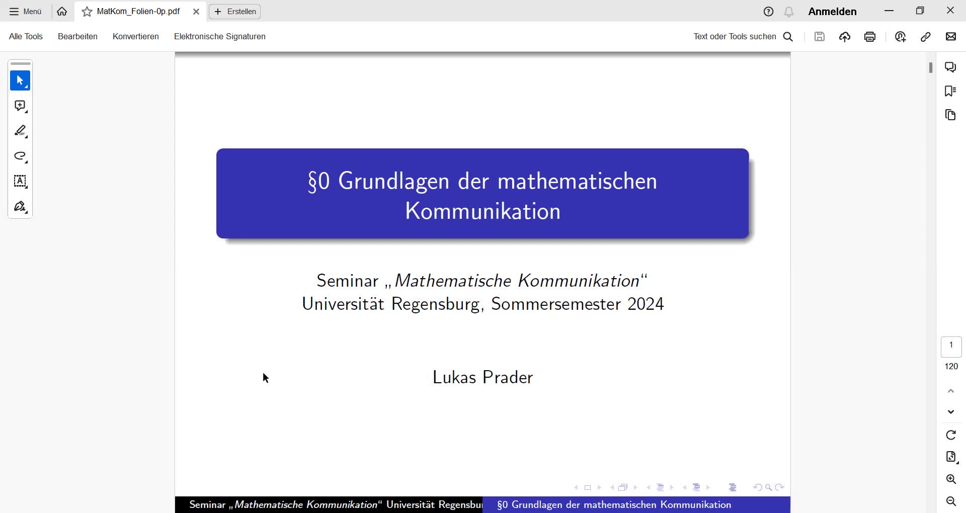 §0 Grundlagen der mathematischen Kommunikation