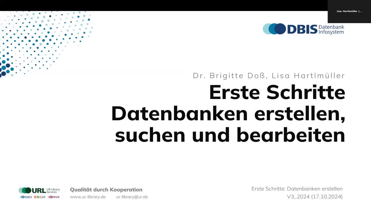 Datenbanken erfassen: Teil 1