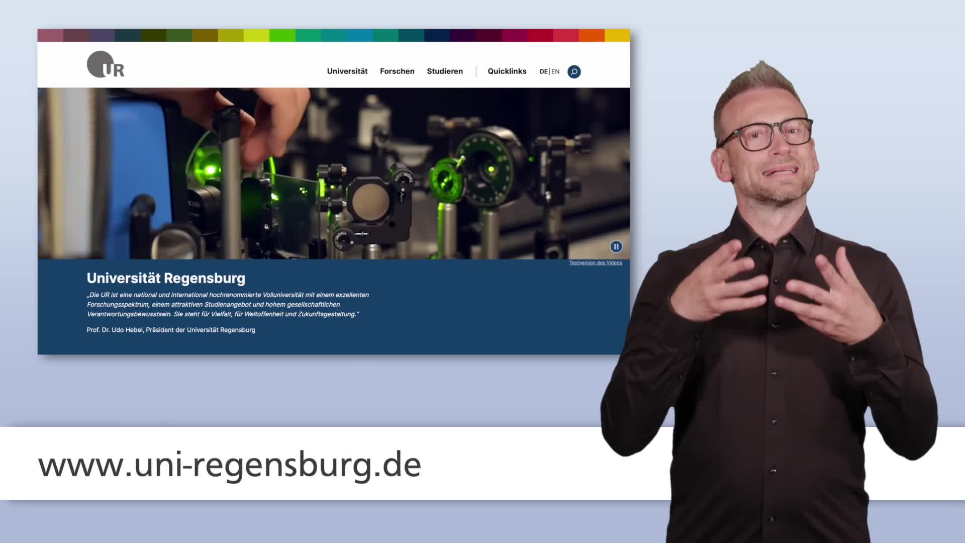 Erklärung der Homepage-Funktionen in Gebärdensprache