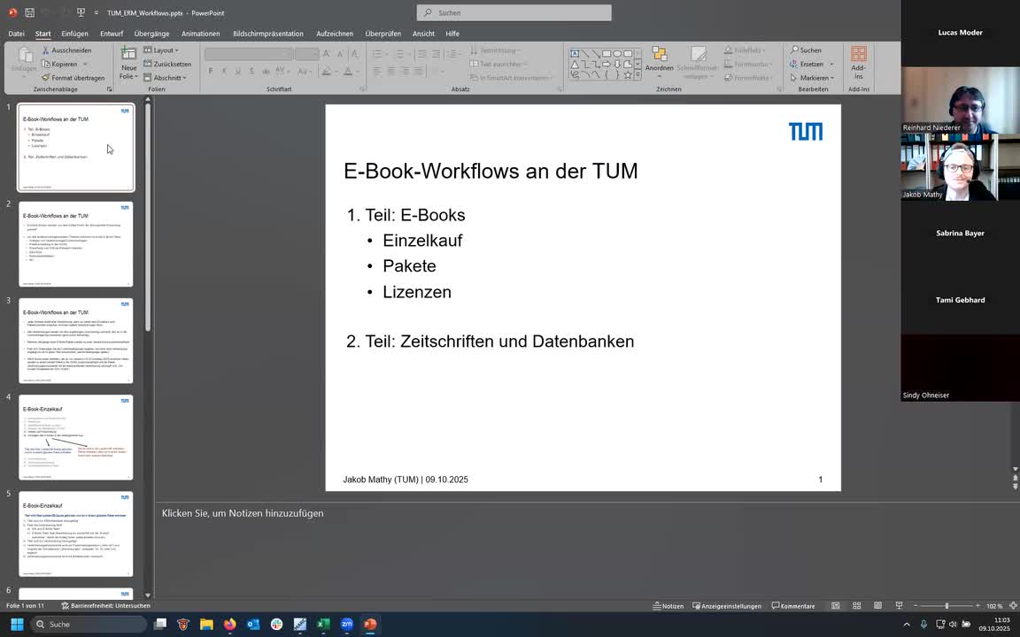 BVB: Vorstellung der ERM-Workflows der Pilotbibliotheken im Rahmen der TP-ERM: ERM-Workflows der TUM