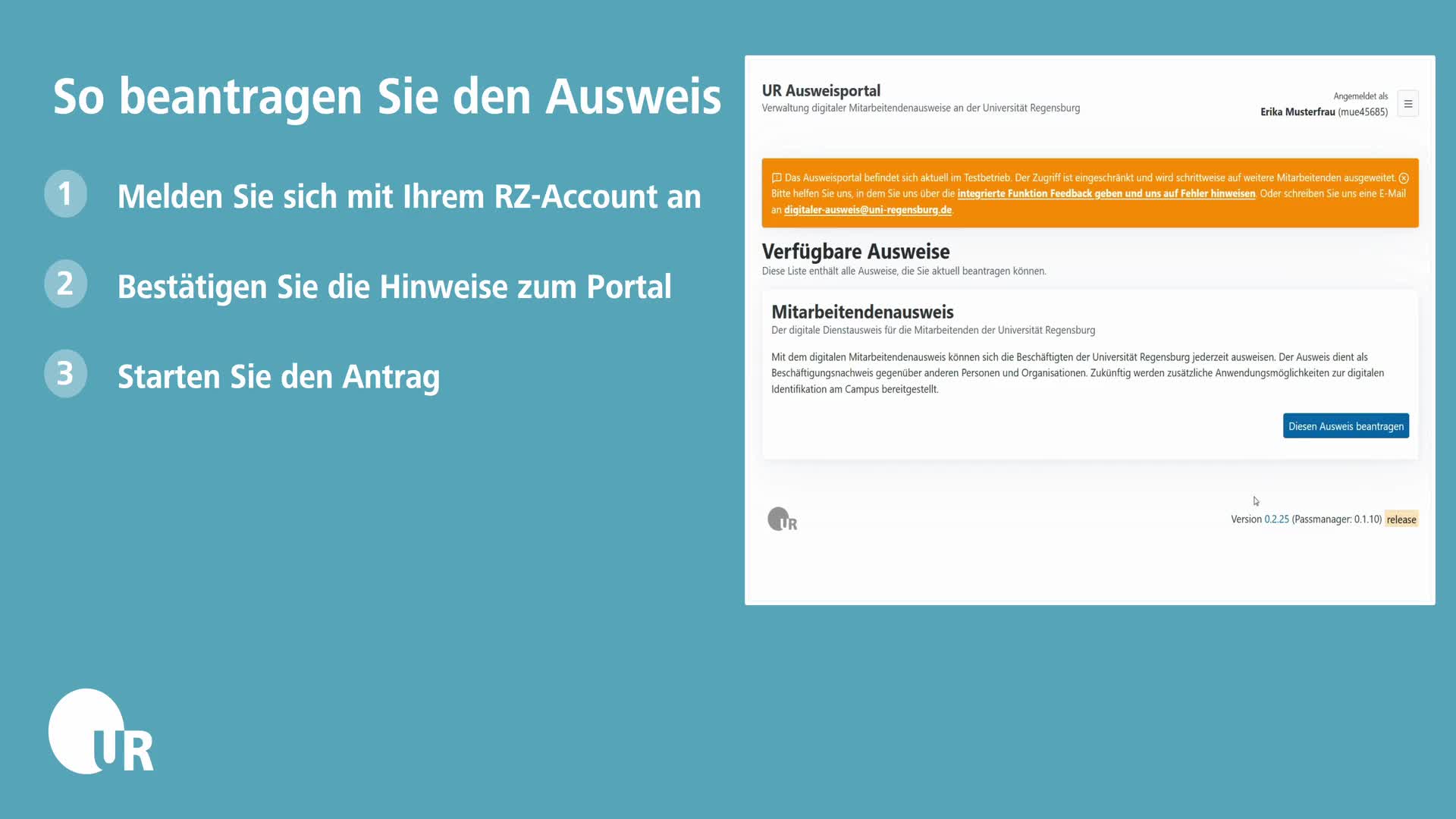 Digitaler Mitarbeitendenausweis: Ausweis im Ausweisportal beantragen